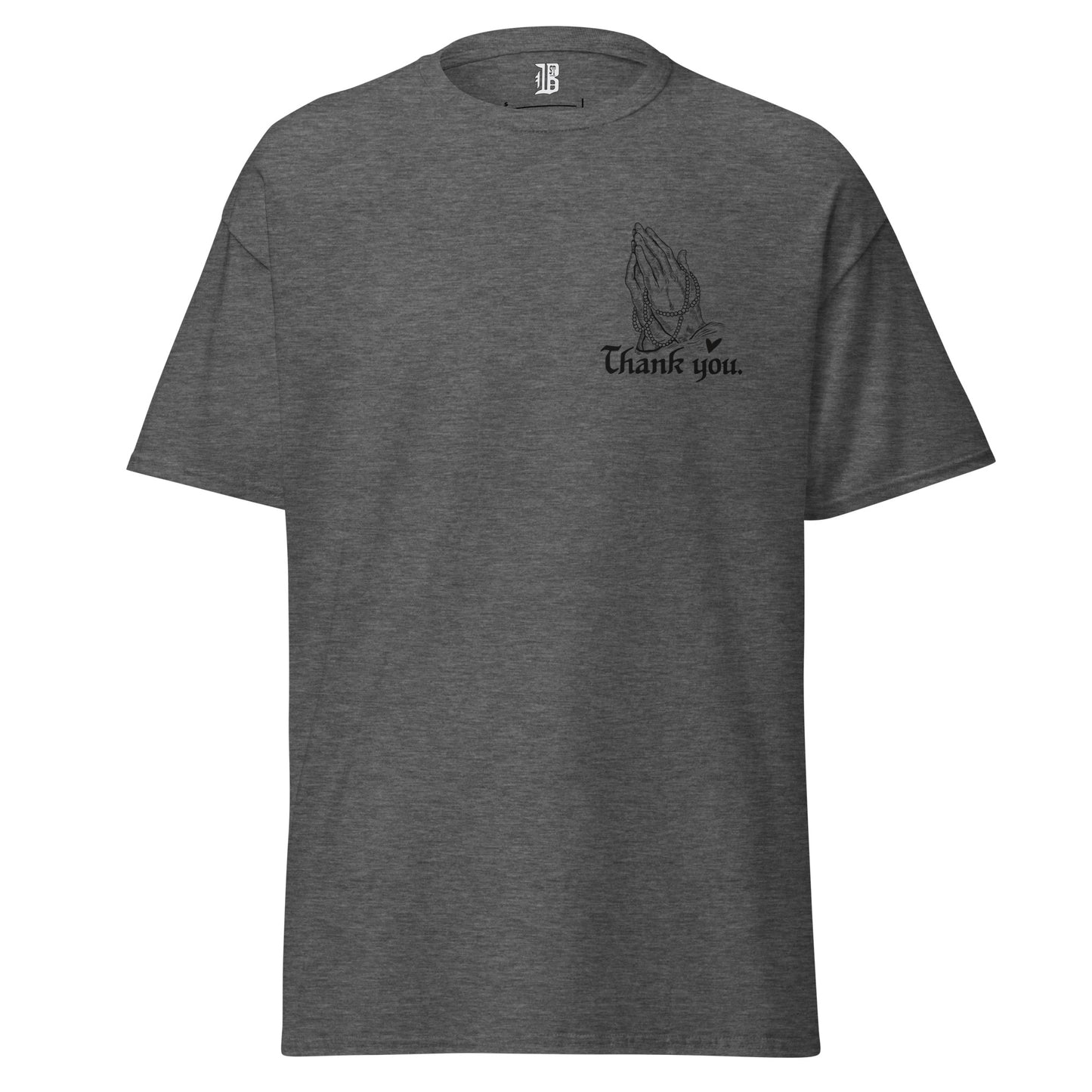 THANK YOU -- Mens T Shirt (Praying Hands Black Design)