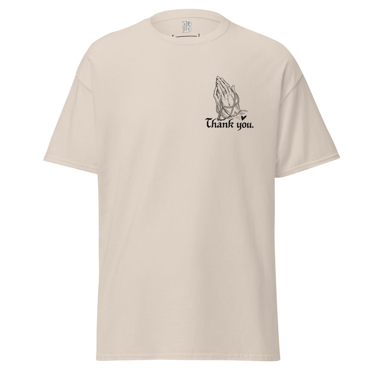 THANK YOU -- Mens T Shirt (Praying Hands Black Design)