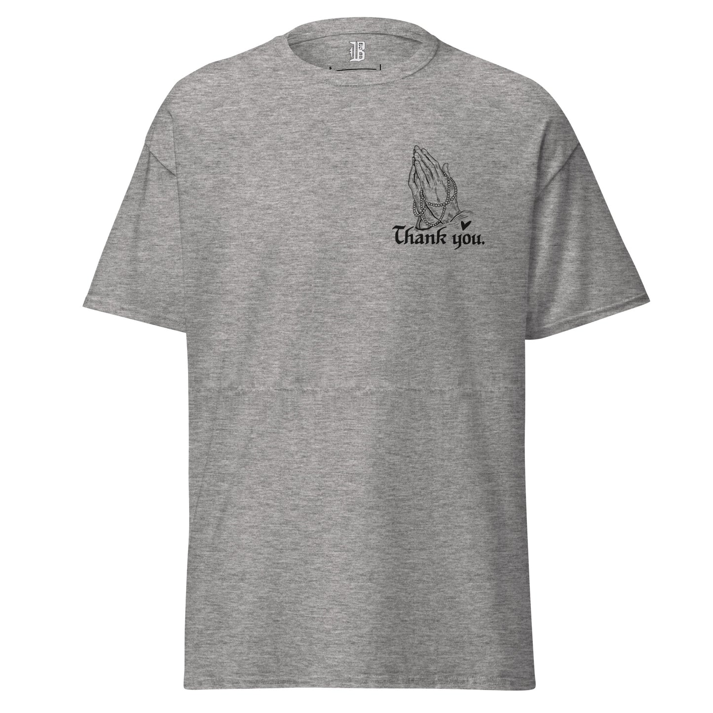 THANK YOU -- Mens T Shirt (Praying Hands Black Design)