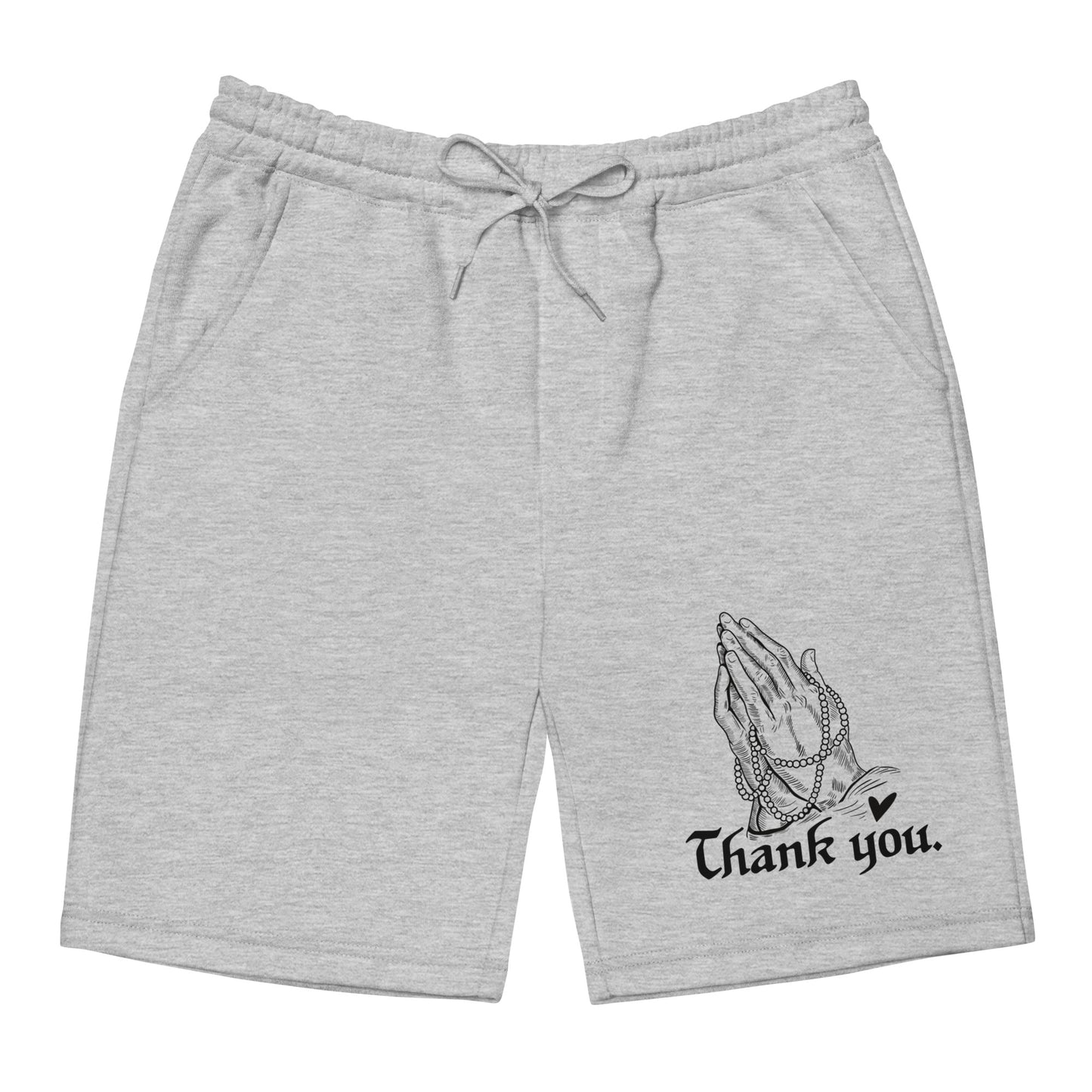 THANK YOU -- Mens Fleece Shorts (Praying Hands Black Design)