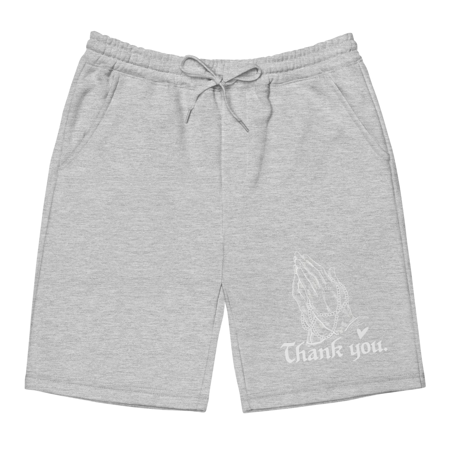 THANK YOU -- Mens Fleece Shorts (Praying Hands White Design)