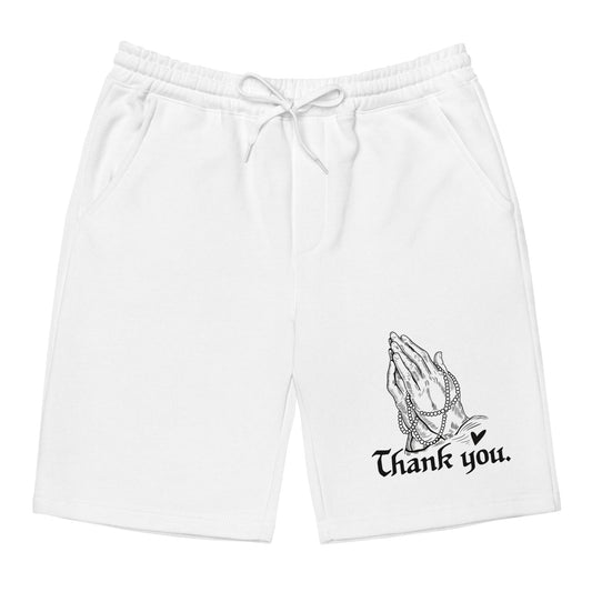 THANK YOU -- Mens Fleece Shorts (Praying Hands Black Design)