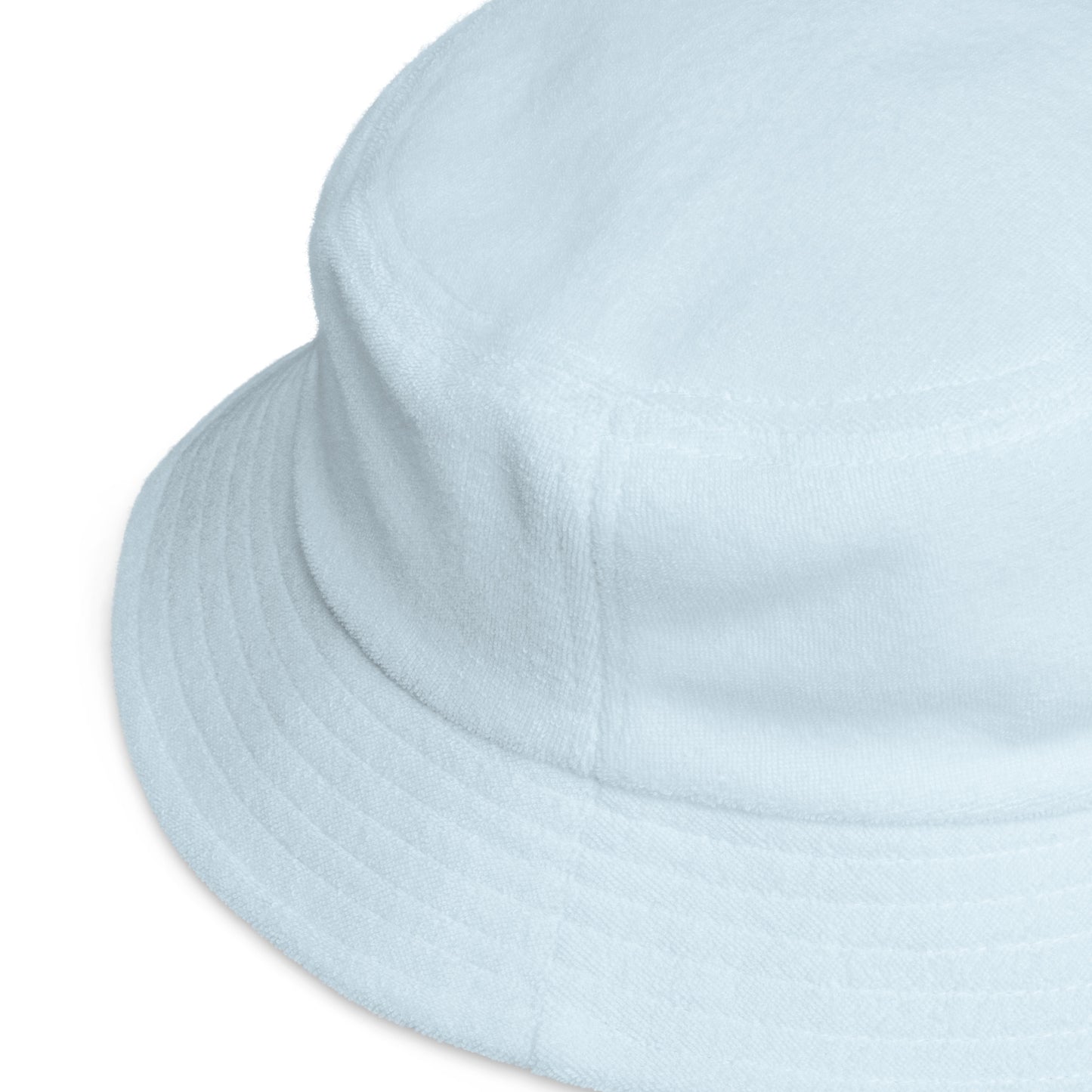 "1ST" -- Unstructured Terry Cloth Bucket Hat (Embroidered White Design)