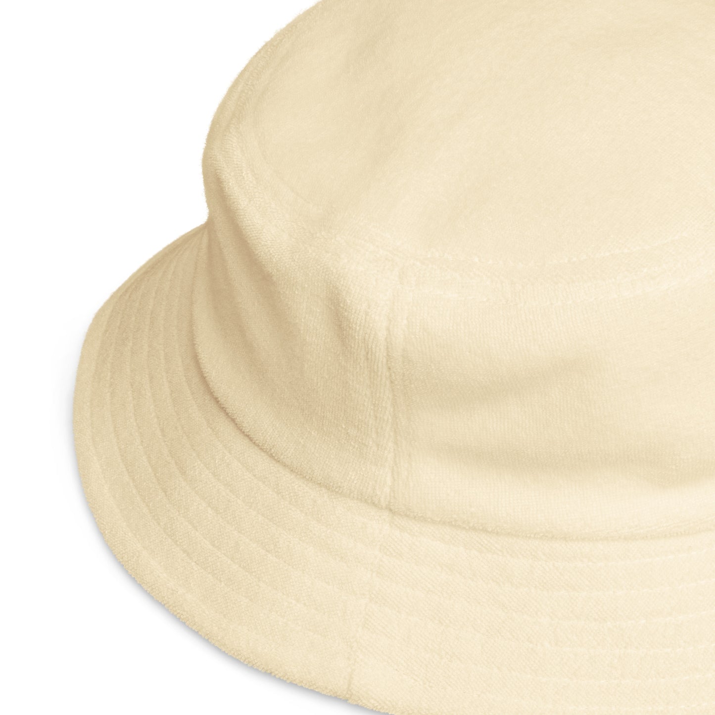 "1ST" -- Unstructured Terry Cloth Bucket Hat (Embroidered White Design)