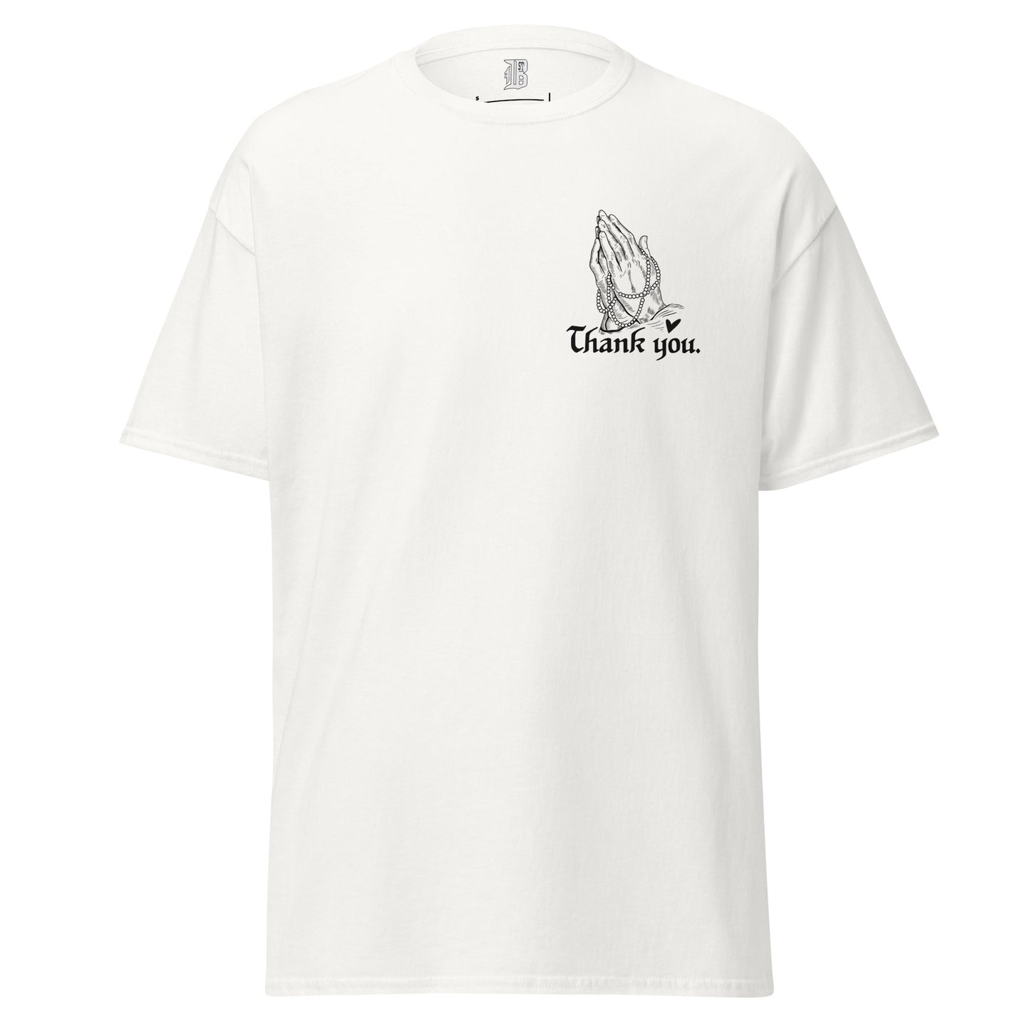 THANK YOU -- Mens T Shirt (Praying Hands Black Design)